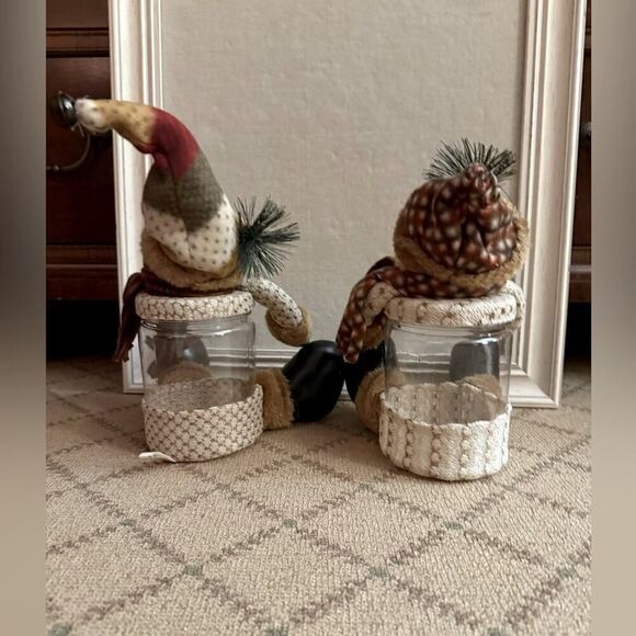 Christmas Bear & Snowman Vintage plush detailed cookie / treat / candy  jars NWT - Picture 2 of 8
